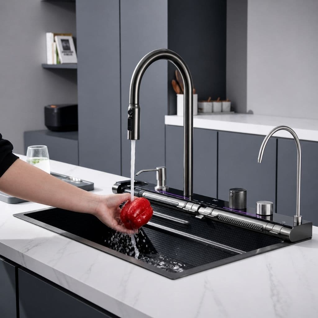 Spălare fructe — robinet extensibil cu jet pulverizator