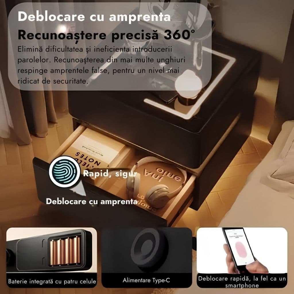 Deblocare cu amprentă — recunoaștere precisă la 360°