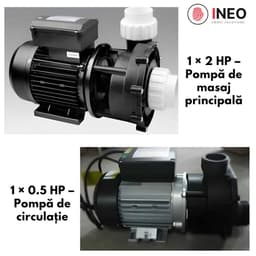 Versiunea Premium — pompă de masaj 2 HP și pompă de circulație 0.5 HP