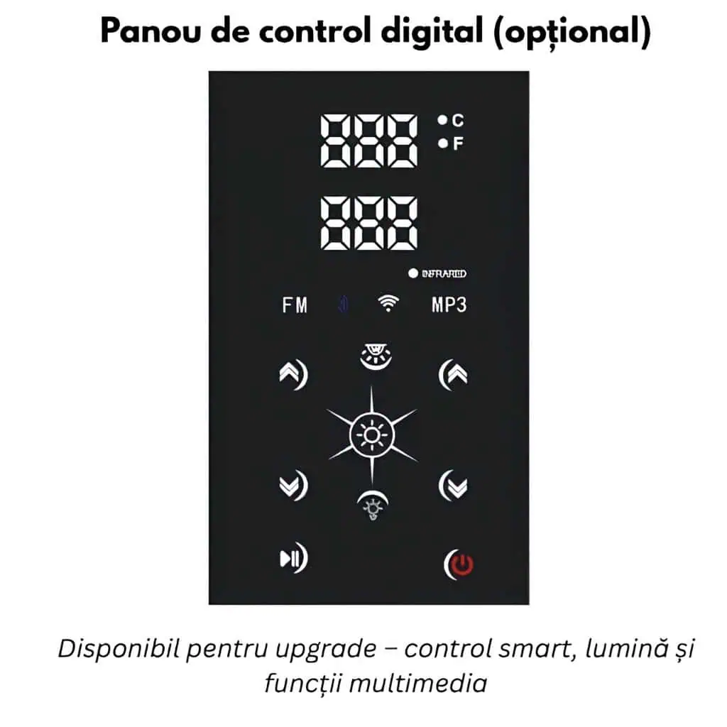 Panou de control digital (opțional) — temperatură, iluminare și funcții multimedia